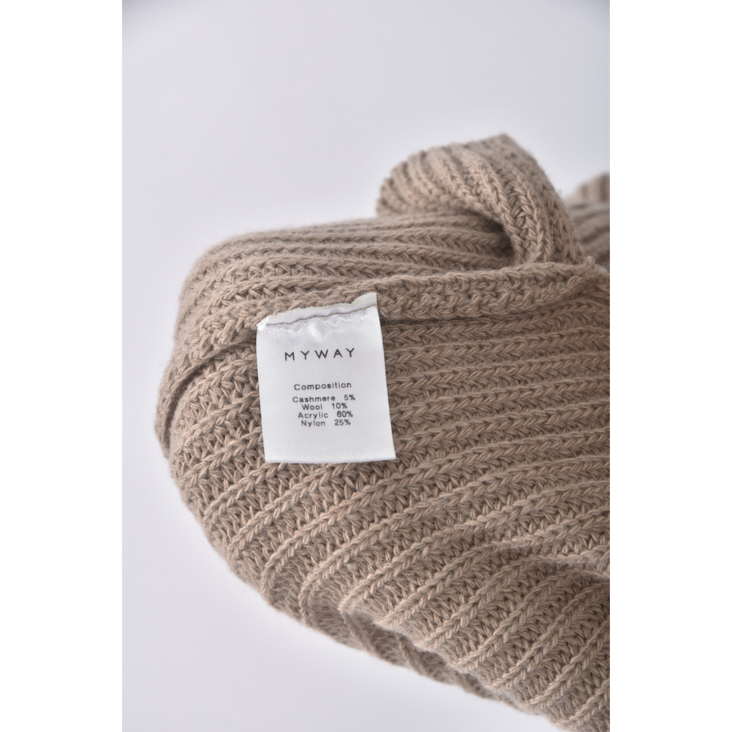 (F) myway韓牌質感羊毛V領棕色毛衣二手衣, , large