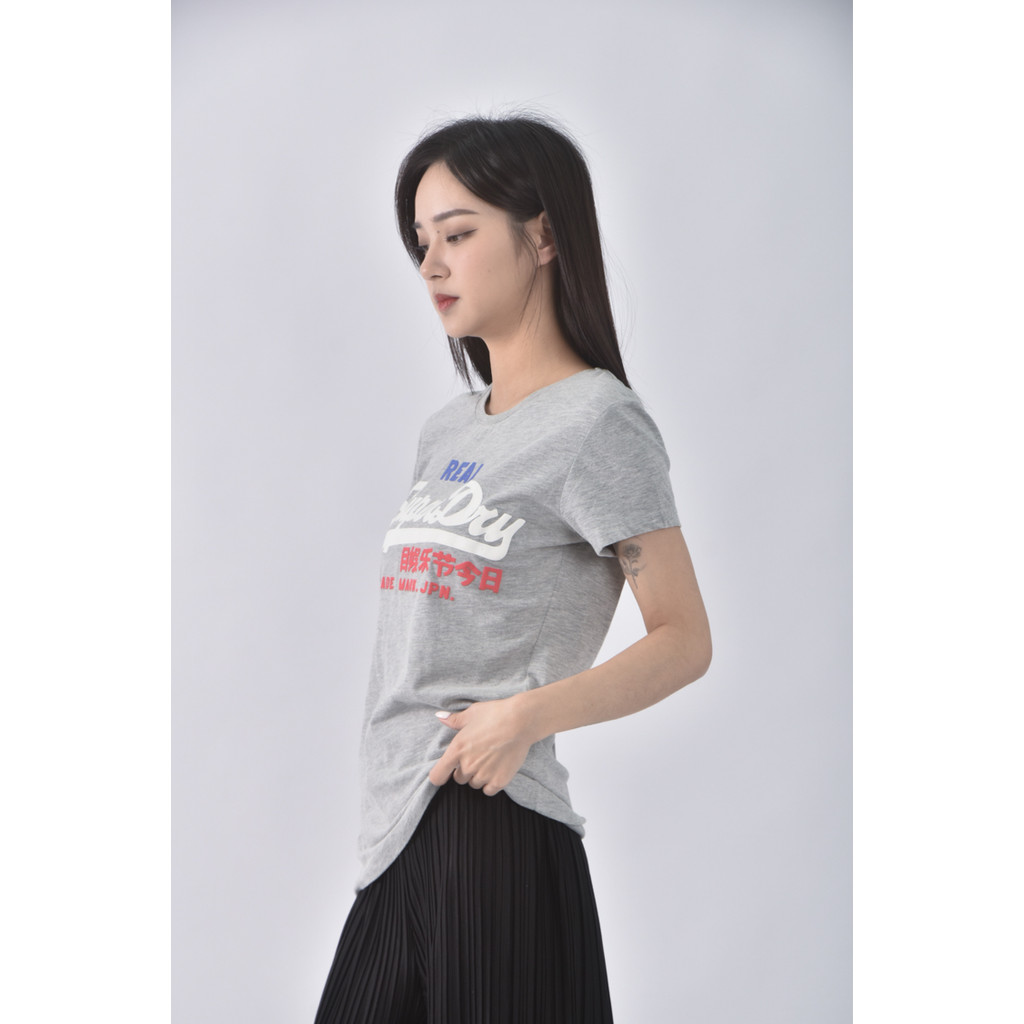 (S) superdry字母灰色短袖上衣二手衣, , large