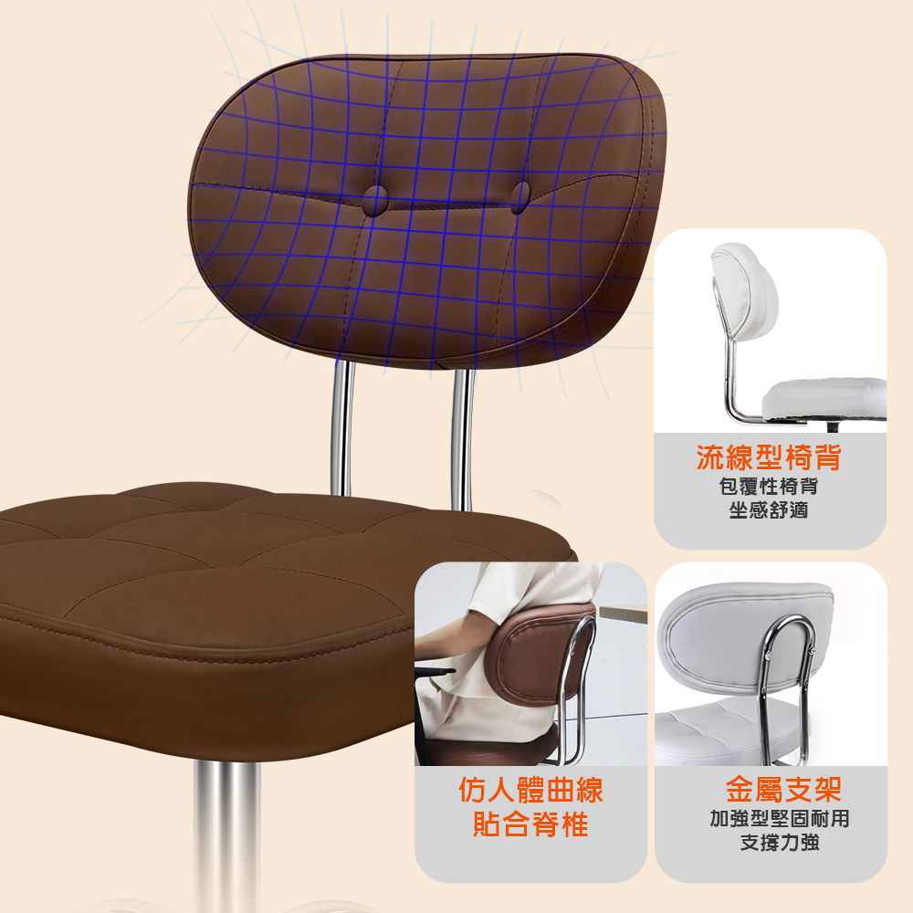 G+ Home No-Assembly Modern Cloud Office Chair / Computer Chair &ndash; 2" TPR Gold Sun Casters (Cap Included) &ndash; Gray, , large