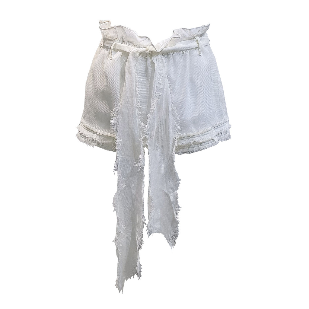 Lizzy波西米雅白綁帶短褲, , large