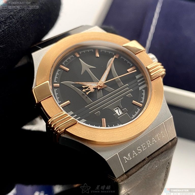 [星晴錶業]MASERATI手錶,42mm,R8851108014古銅色錶面金銀錶殼咖啡色真皮皮革錶帶款, , large