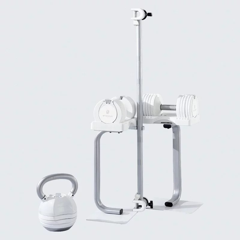 BYZOOM Fitness 11.3公斤(25磅)可調式重訓器材套組 速調啞鈴 壺鈴 槓鈴桿 啞鈴架 免運原廠一年保固, , large
