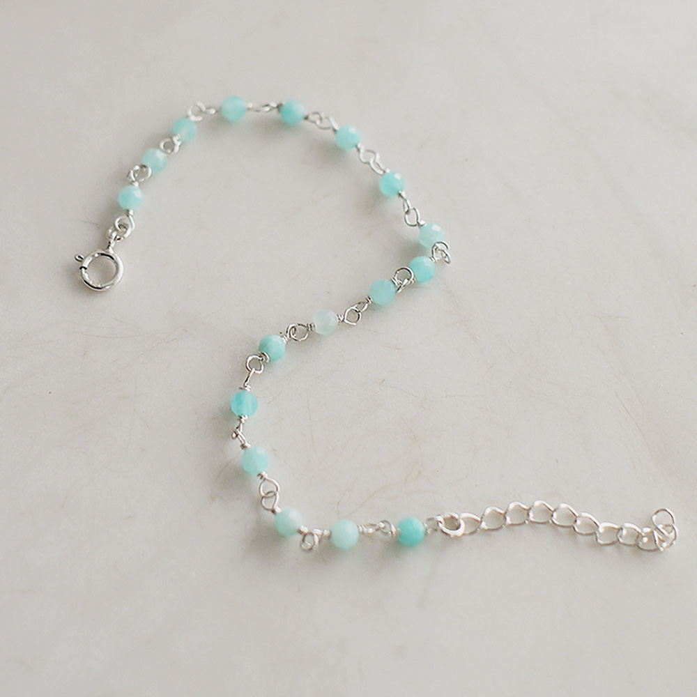 Amazonite Bead Curtain Sterling Silver Bracelet, , large