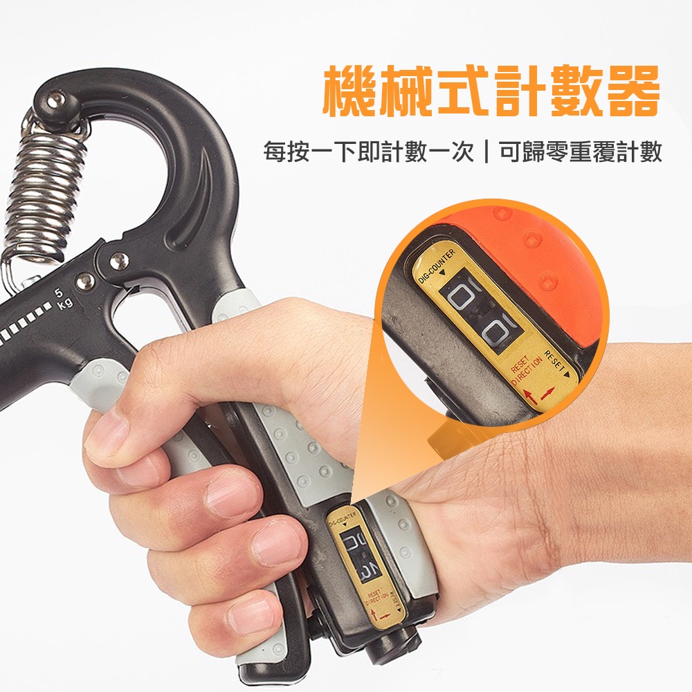 【MACMUS】5-60kg彈簧式握力器附計數器｜指力訓練器｜握力訓練握力測試握力圈握力機指力訓練｜多色可選, , large