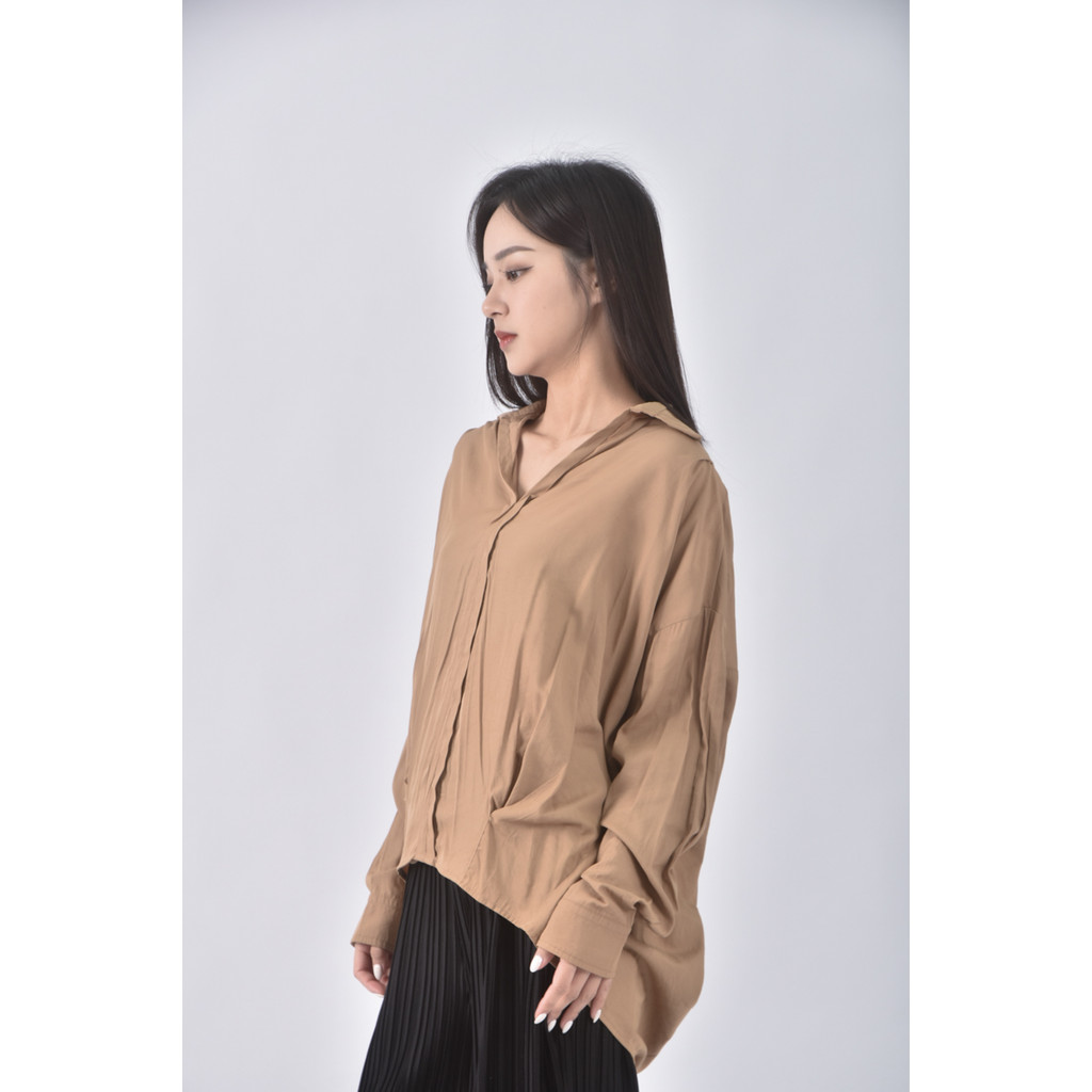 (F) yecca veccaV領棕色長袖上衣二手衣, , large