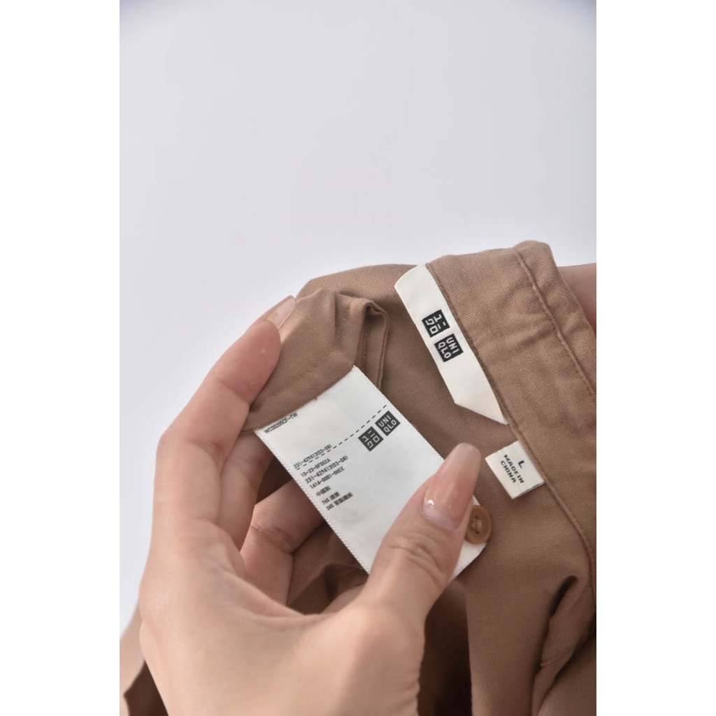 (XL) uniqlo質感羊毛羊毛素面棕色長袖上衣二手衣, , large