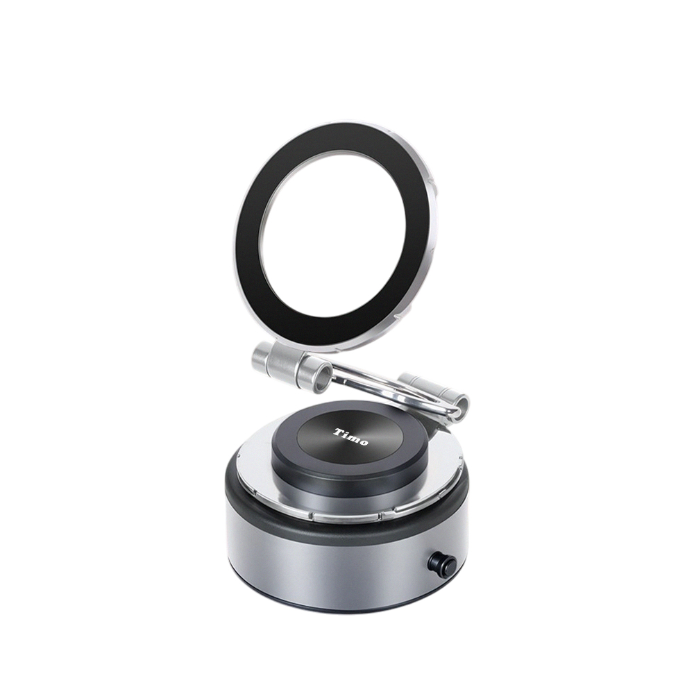 【Timo】360°旋轉真空吸附磁吸手機支架(充電款/支援Magsafe) - 銀色, , large