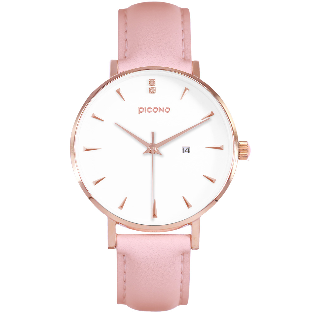 【PICONO】Te amo collection pink leather strap couple watch-Ladies / JE-12201, , large