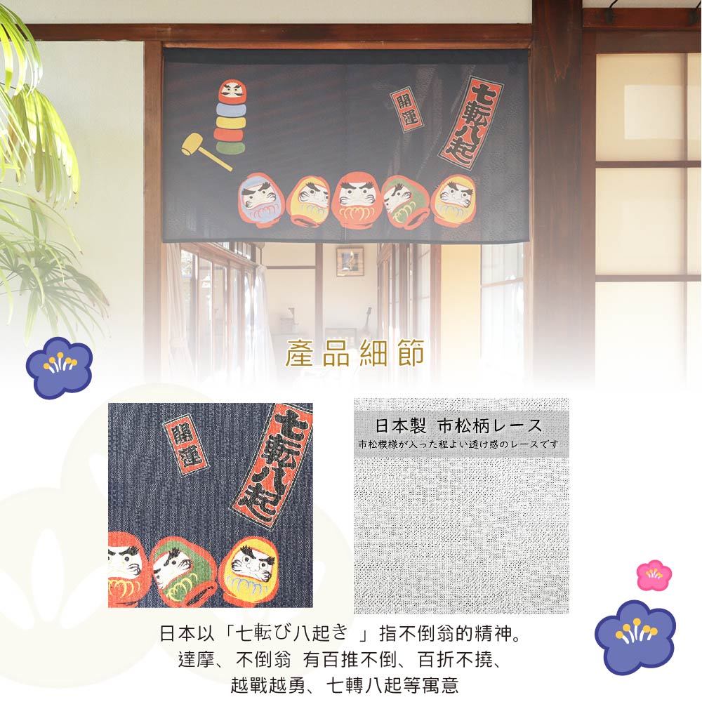 日本製【コスモ】短門簾《達摩七福神》幸運藍, , large