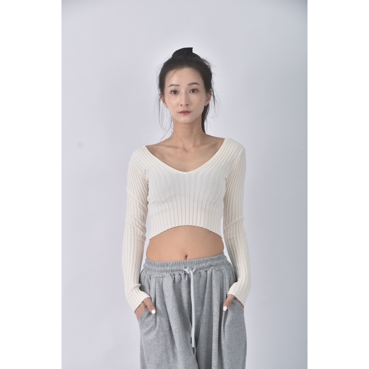 (S) 【安于晴Charlene私服】bershka質感V領白色長袖上衣二手衣, , large
