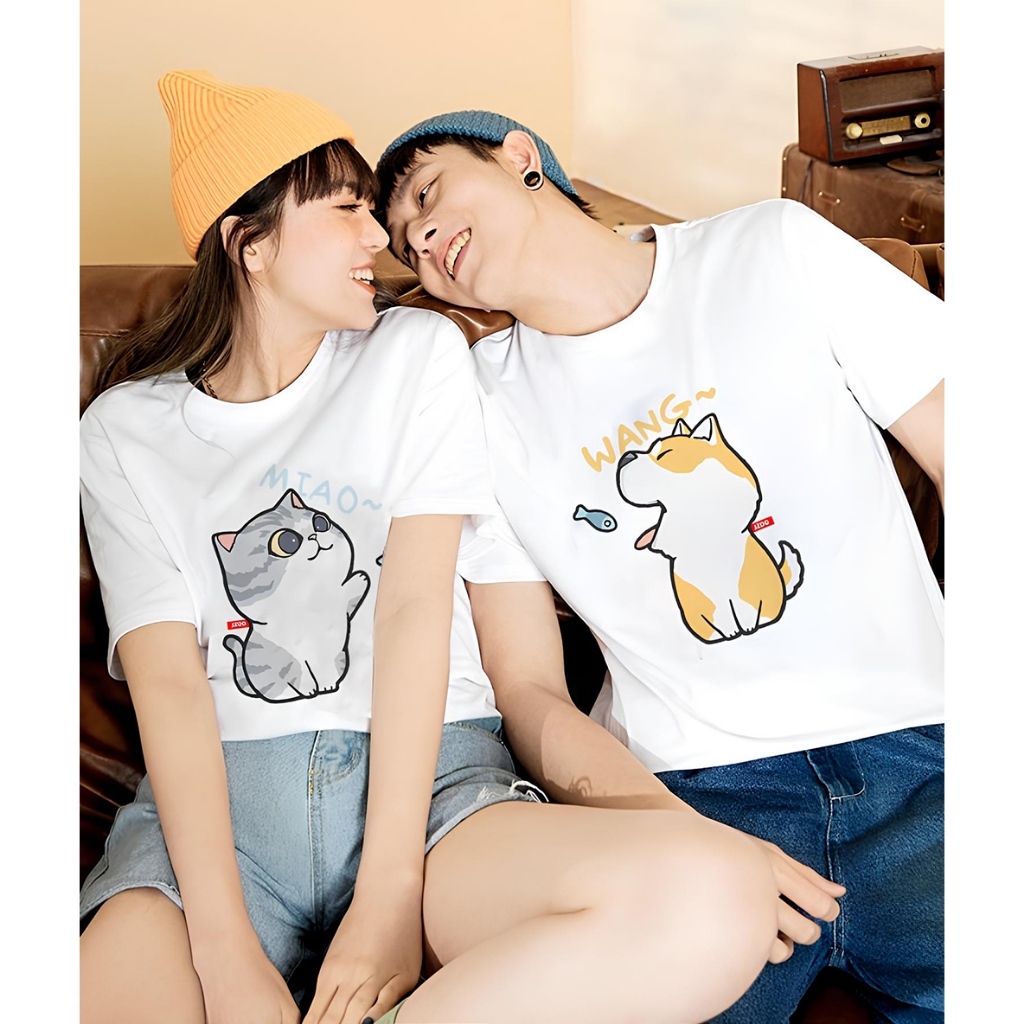 JZ TEE Cat & Shiba Inu - Feeding Fish Graphic Tee, , large