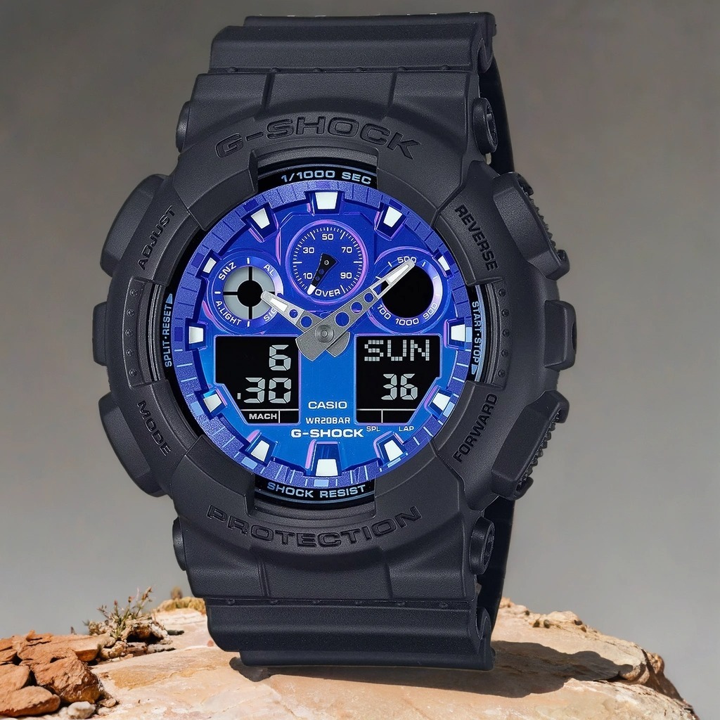 CASIO 卡西歐 G-SHOCK 熾熱火焰系列 雙顯手錶 GA-100FL-1A, , large