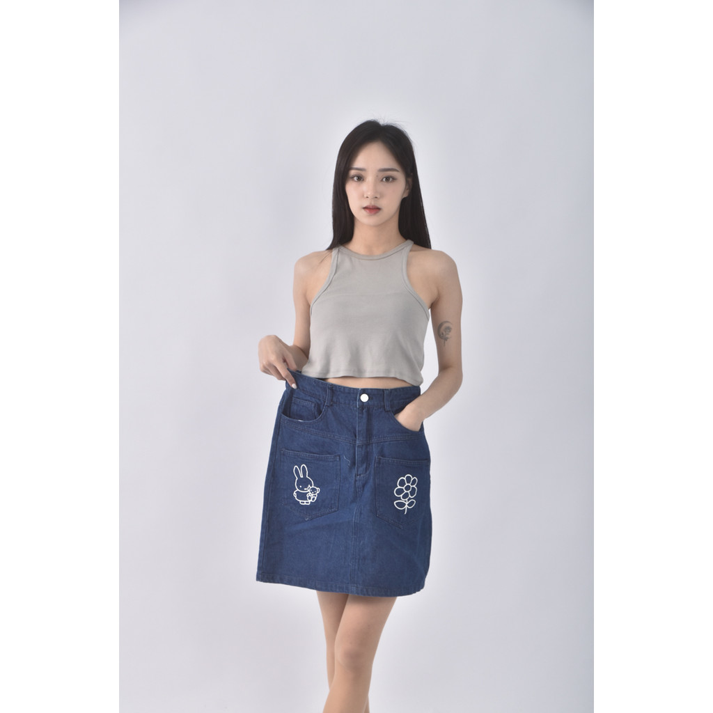 (S) miffy丹寧牛仔棉質純棉藍色短裙二手衣, , large