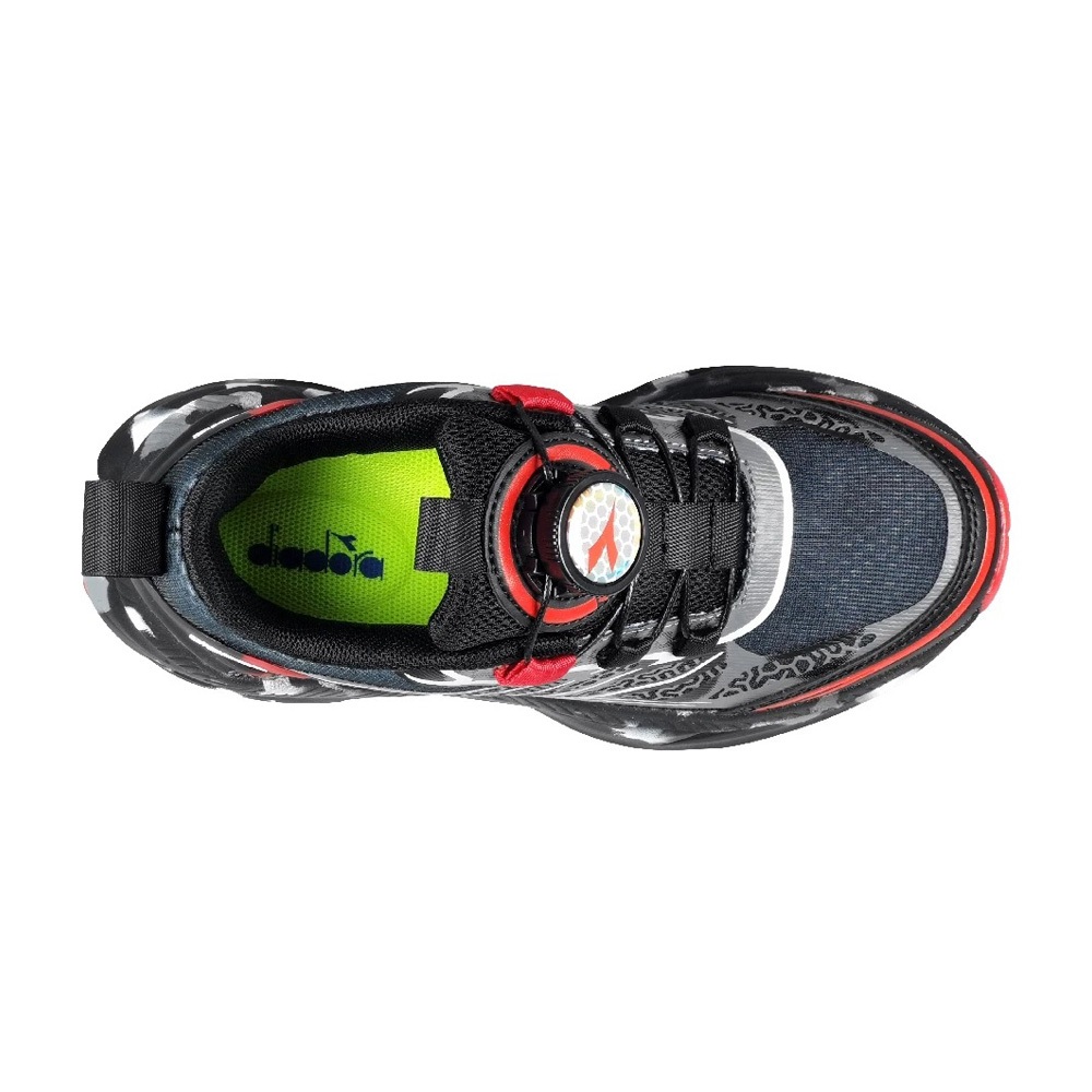 DIADORA迪亞多那 兒童輕量慢跑鞋 童運動鞋 童鞋 旋鈕式鞋帶 透氣 保護後跟 吸震 減壓 抗菌 除臭 黑紅 藍紫, , large