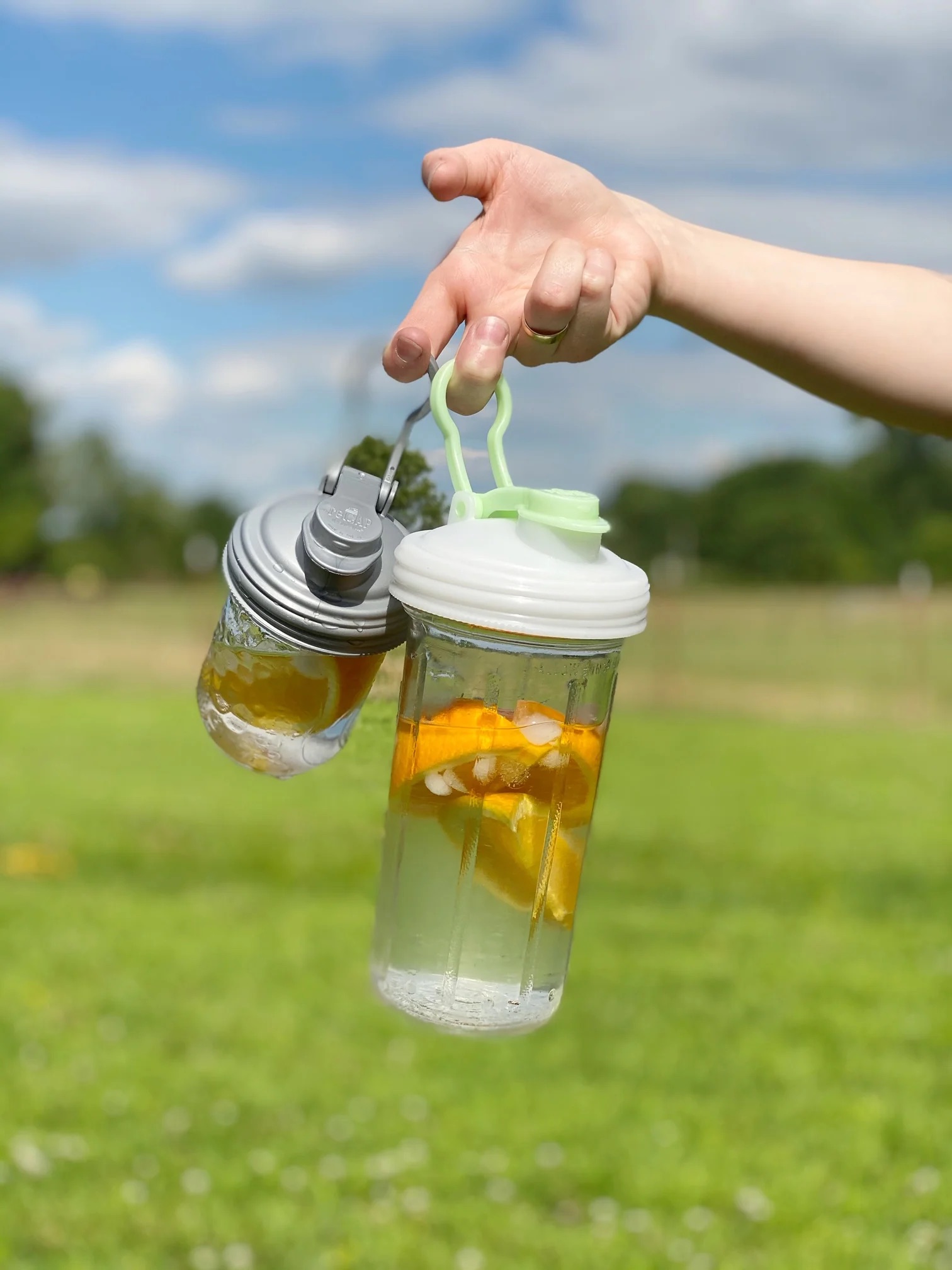 Ball&reg; 32oz/950ml 寬口梅森罐飲料隨行杯-螢光白 reCAP Mason Jars Lid POUR cap 全新升級防漏/飲料隨行杯/提把蓋/飲料蓋/冷水壺, , large