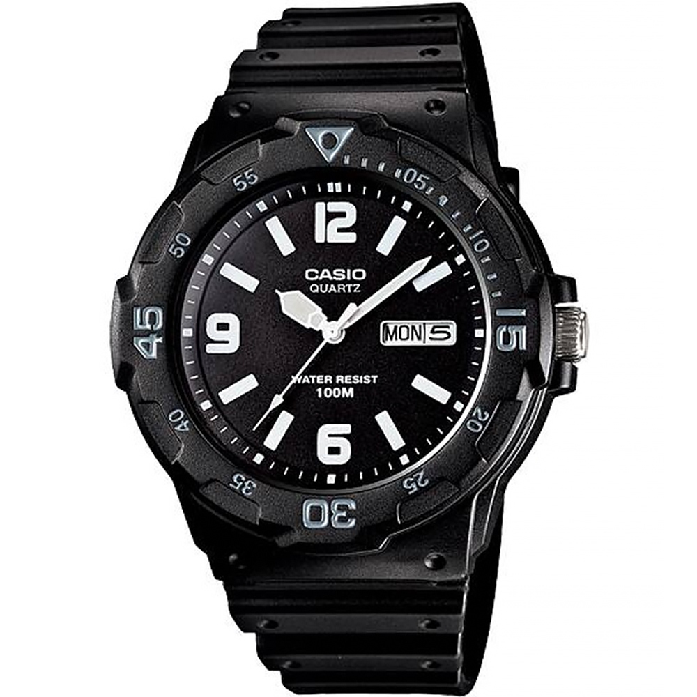 CASIO 卡西歐 DIVER LOOK 潛水運動風手錶-黑/47.9mm MRW-200H-1B2V, , large