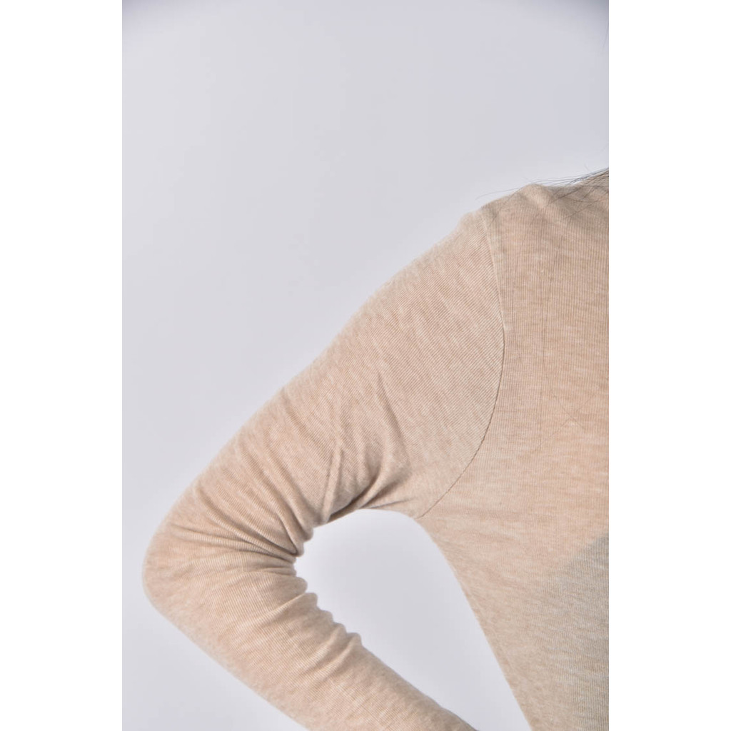 (S) 透紗杏色長袖上衣二手衣, , large