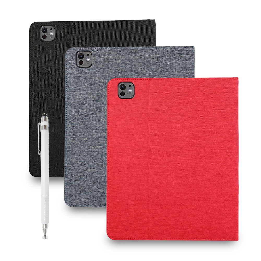 [LA127 Elegant Fabric Texture Style] iPad Air 11-inch 2024 Tablet Protective Case (Built-in Pencil Holder) (with Precision Stylus Pen), , large