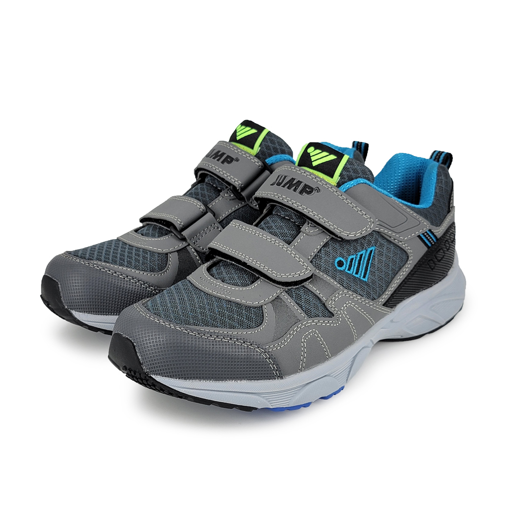JUMP將門 魔鬼氈運動男鞋 男運動鞋 休閒鞋 MIT台灣製 魔鬼氈 輕量 透氣 耐穿 Q彈 釋壓 抗菌 耐磨 防滑 灰, , large