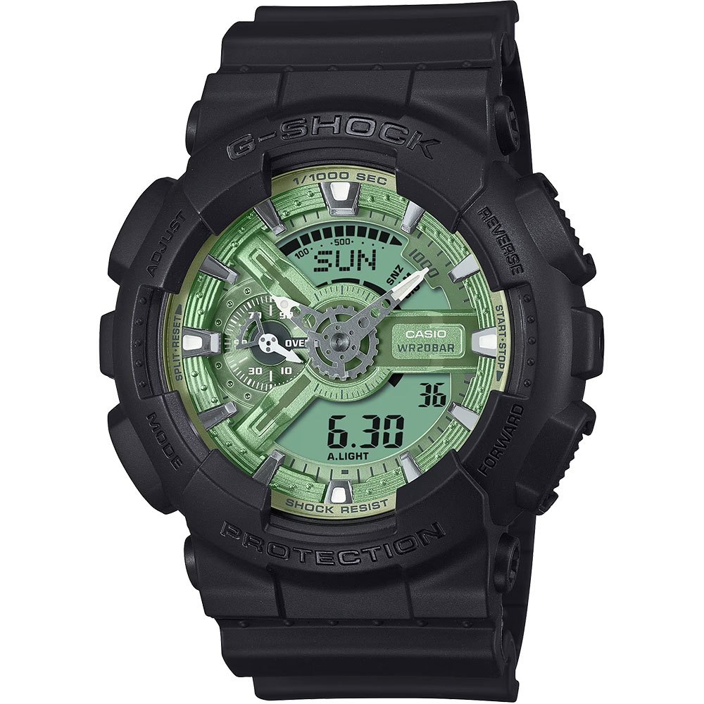 CASIO 卡西歐 G-SHOCK 鼠尾草綠色 雙顯運動手錶 GA-110CD-1A3, , large