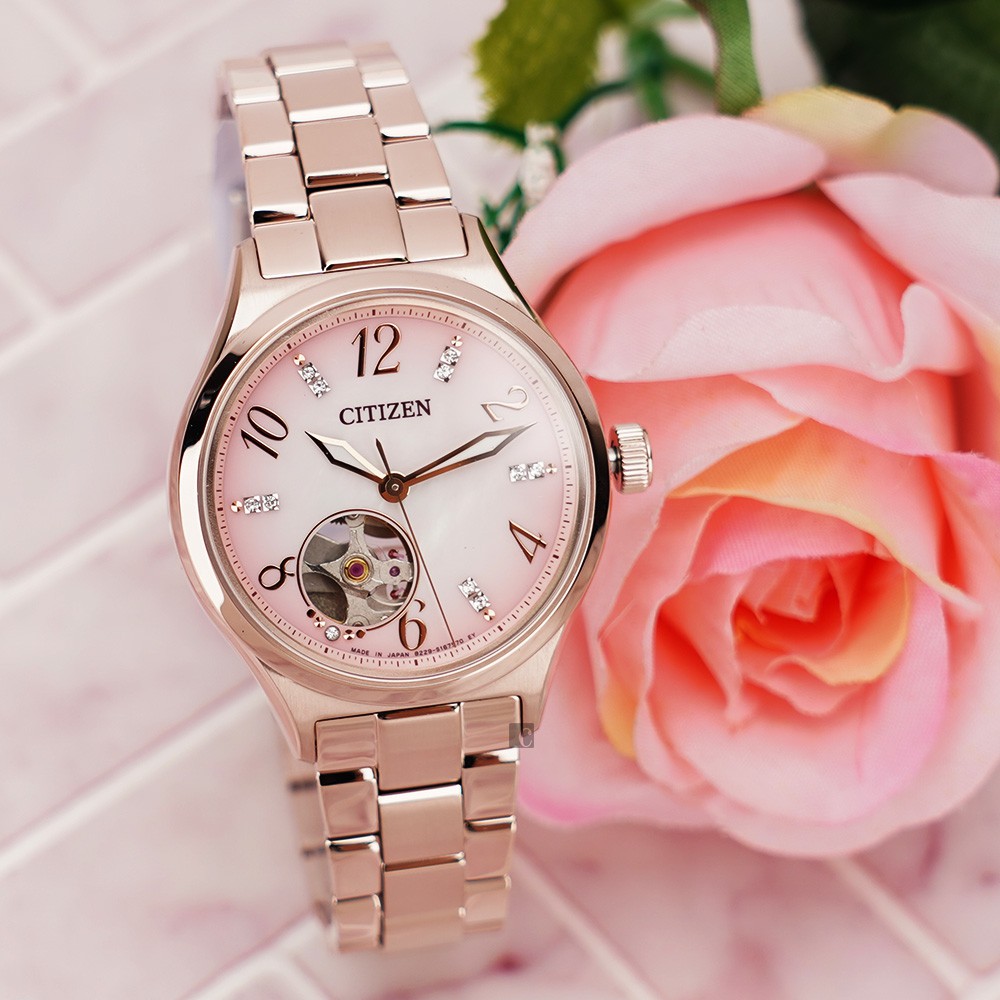 CITIZEN 星辰 優雅水晶機械女錶-34mm PC1005-87X, , large