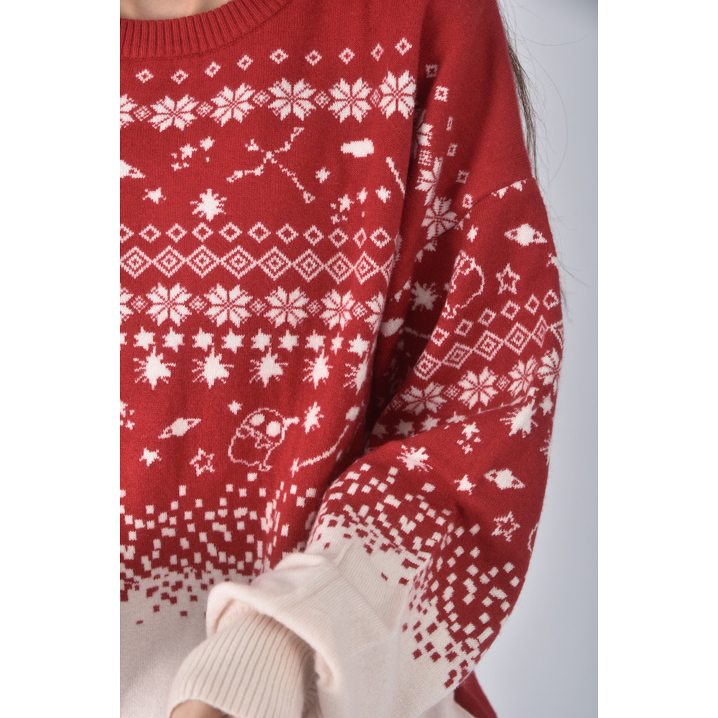 (M) scolar圖紋紅色長袖上衣二手衣, , large