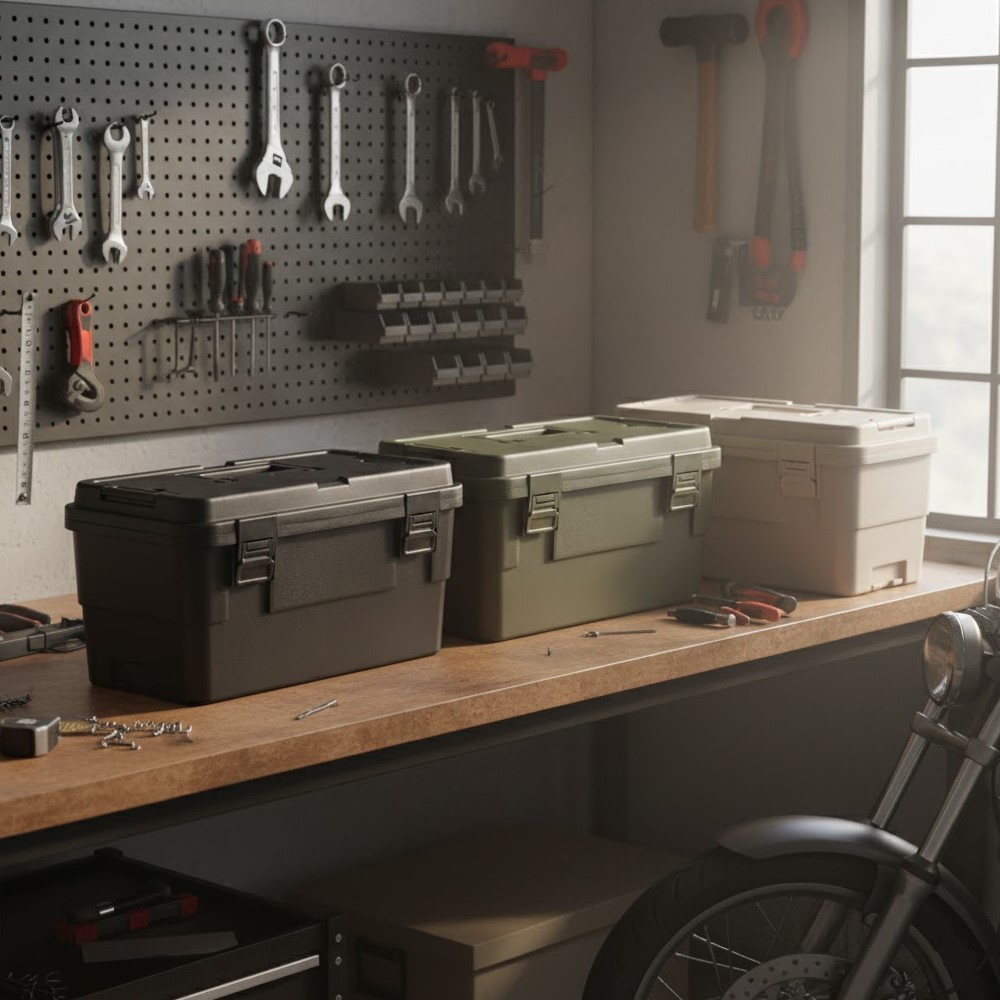 【AOTTO】15L多功能加厚軍規可疊加工具收納箱(AL-2033GN), , large