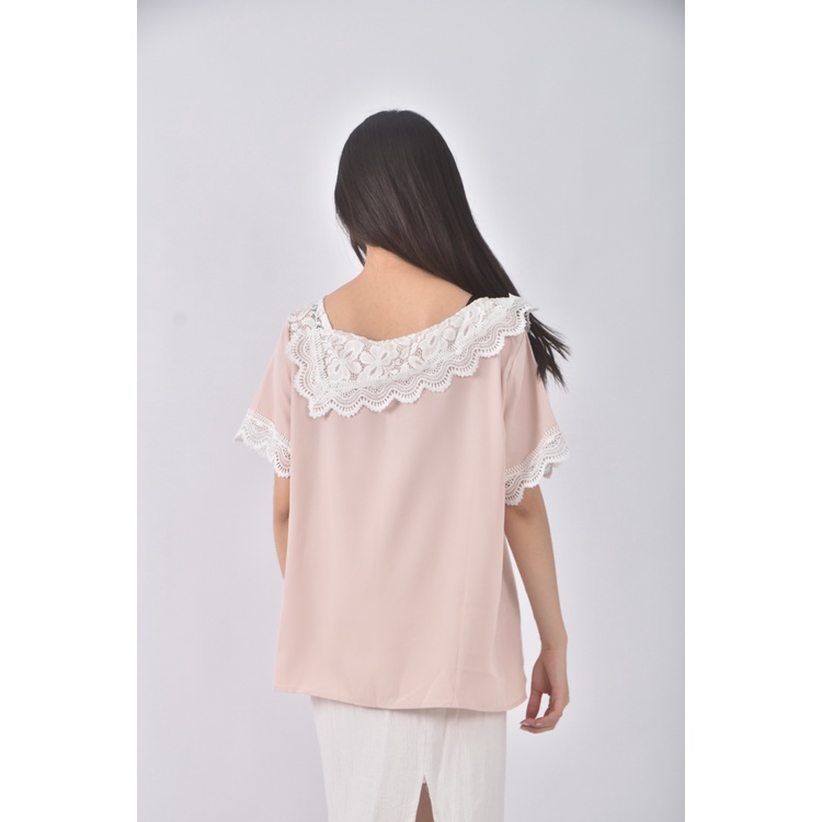 (L) 氣質粉色短袖上衣二手衣, , large