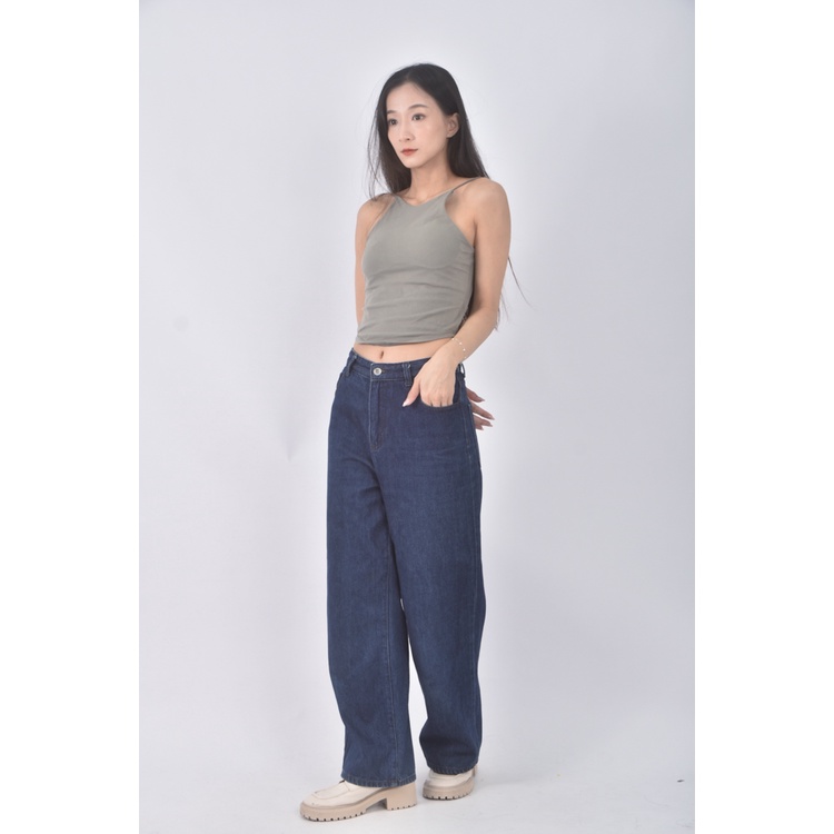 (L) net高腰丹寧牛仔質感藍色長褲二手衣, , large