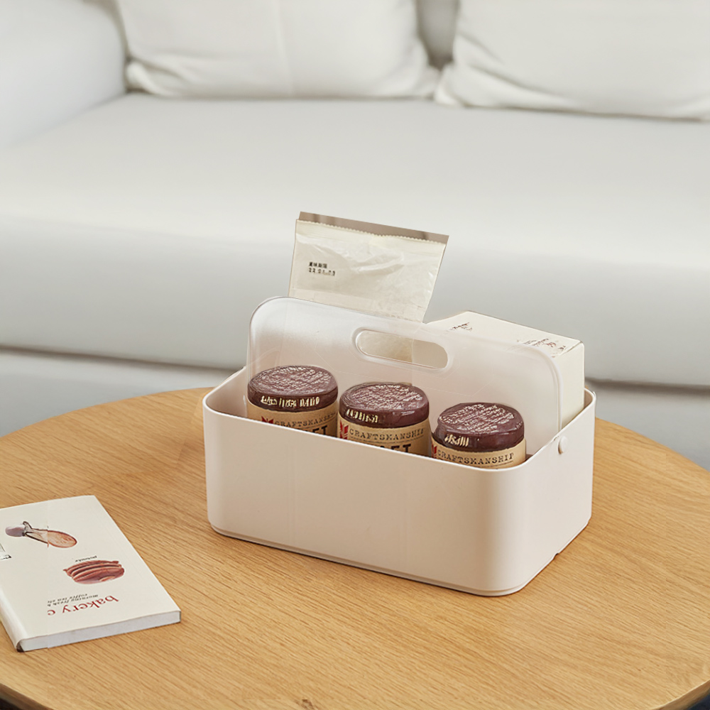 【上手家居】手提桌面收納盒四格款 透明蓋四格(手提收納盒/文具收納盒/塑膠收納盒/盒子收納盒/多格收納盒), , large