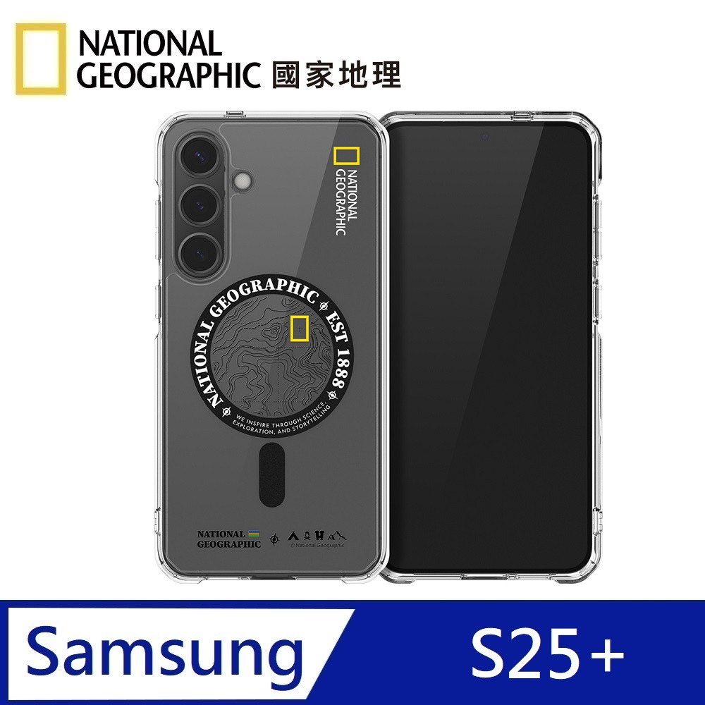 National Geographic 國家地理 Rugged 磁吸防摔保護殼 Magsafe磁吸 適用 Galaxy S25+ 地形黑, , large