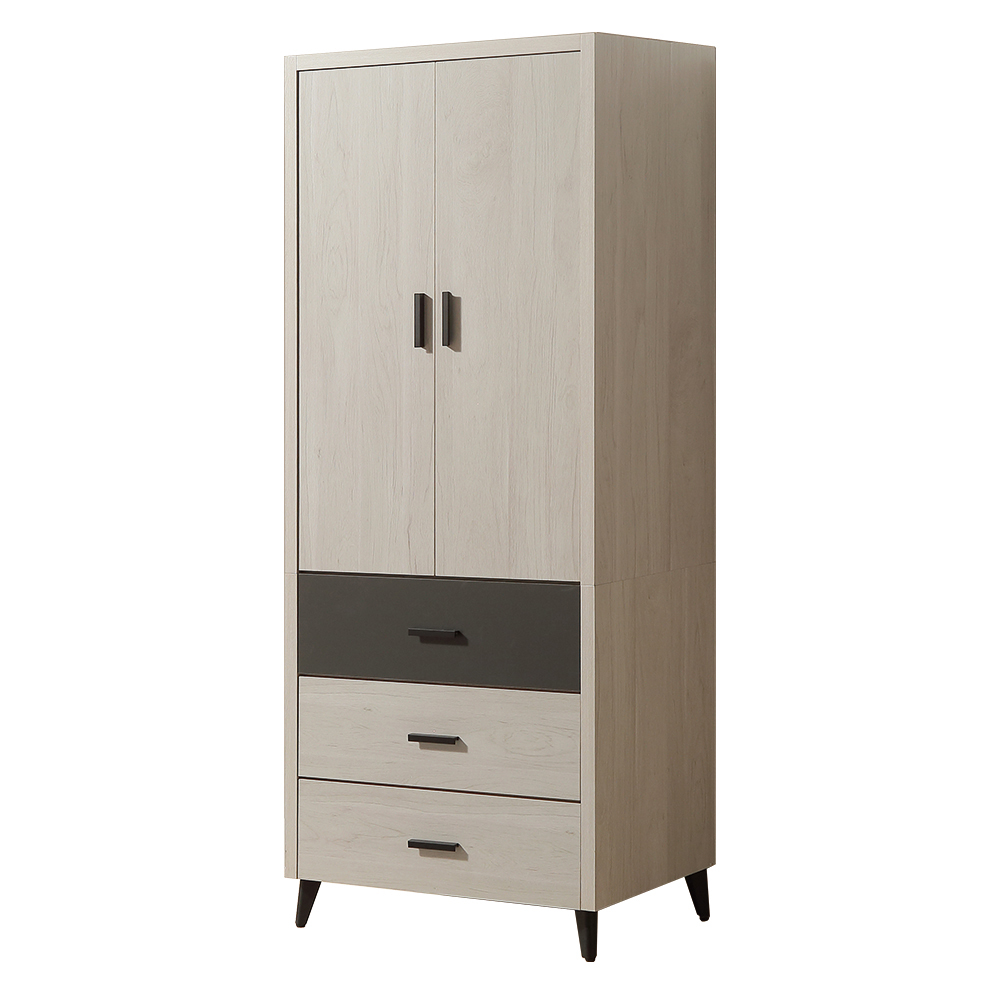 【唯熙傢俱】米可橡木白3x7尺衣櫃