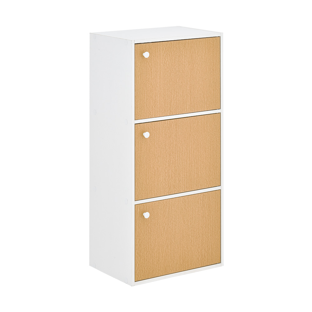 【H&R安室家】簡約木紋三門收納櫃/置物櫃-BCF32, , large