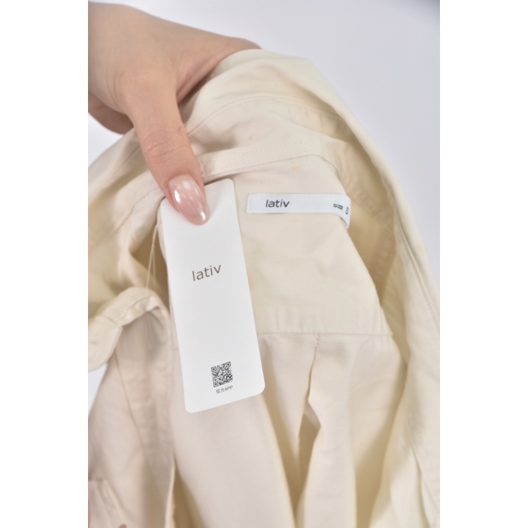 (S) lativ棉質純棉杏色襯衫上衣二手衣, , large