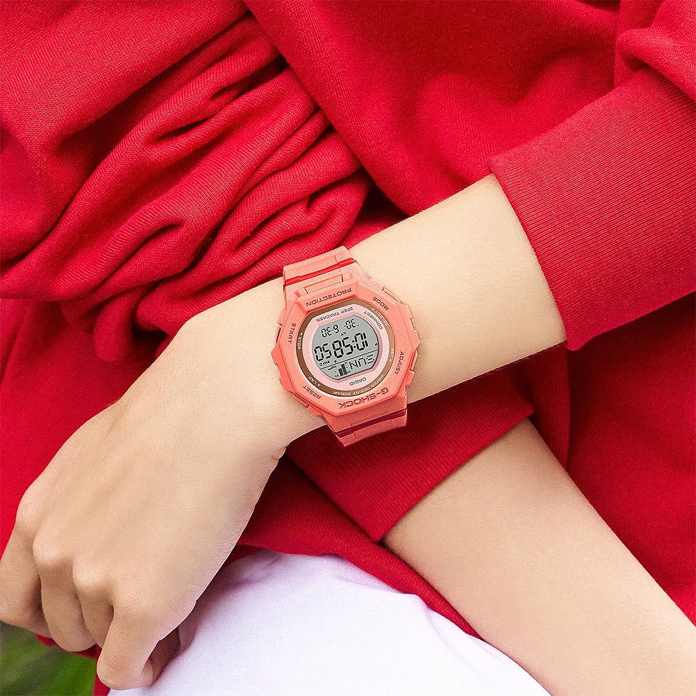 CASIO 卡西歐 G-SHOCK 計步藍芽手錶 清爽色彩女錶-珊瑚橙 GMD-B300SC-4, , large