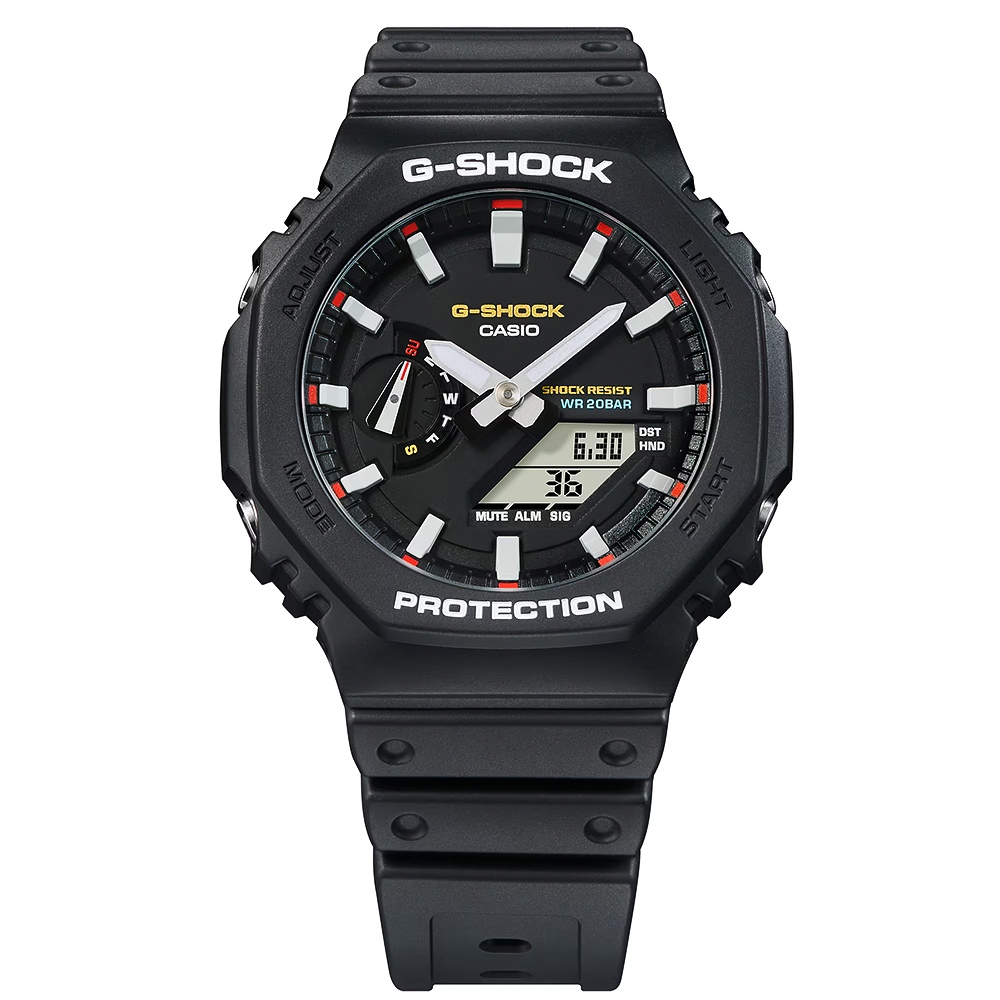 CASIO 卡西歐 G-SHOCK 經典配色八角雙顯手錶 GA-2100RL-1A, , large