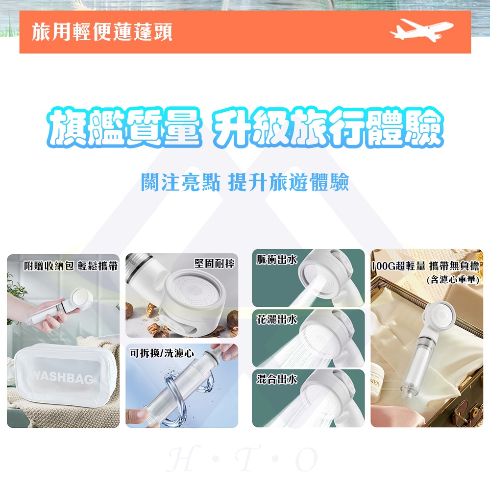 Travel High-Pressure Shower Head Set / Includes 4 Filters + Waterproof Bag, , large