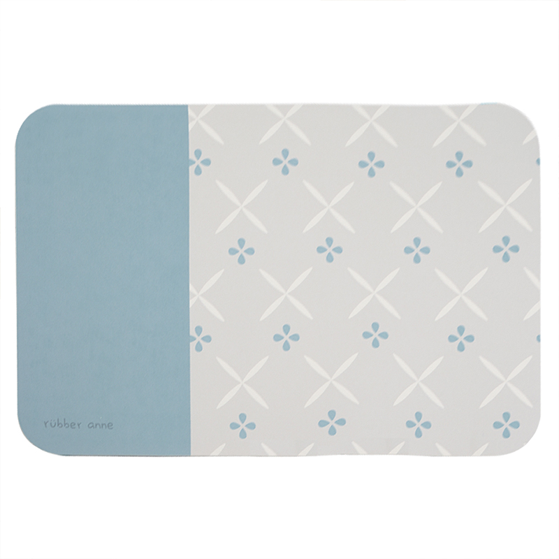 【Monster】 Soft Diatomaceous Earth Absorbent Mat – Floral Tile Series (60x40cm) – Blue & Brown Tile Memories, , large