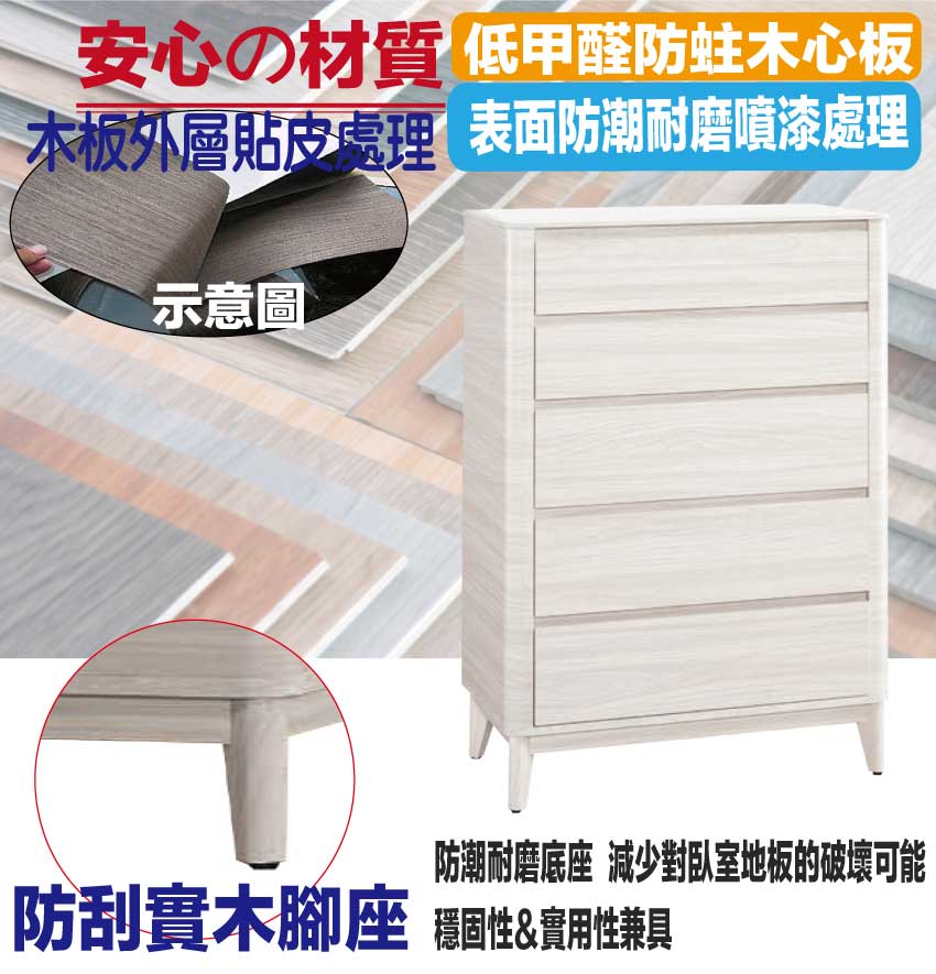 【文創集】朵利2.7尺岩板五抽斗櫃(客約商品), , large