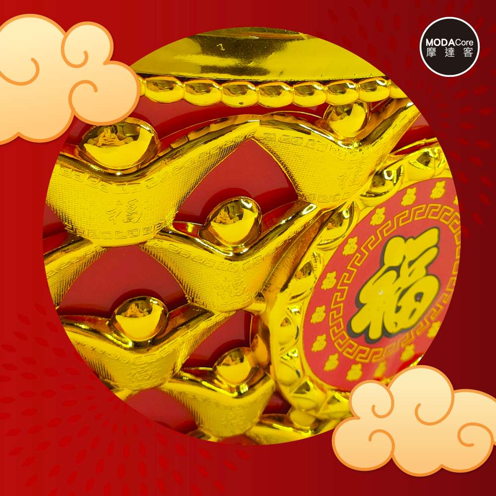 摩達客◉春節開運招財◉28cm大款簍空招財進寶雙元寶糖果盒_擺飾桌飾, , large