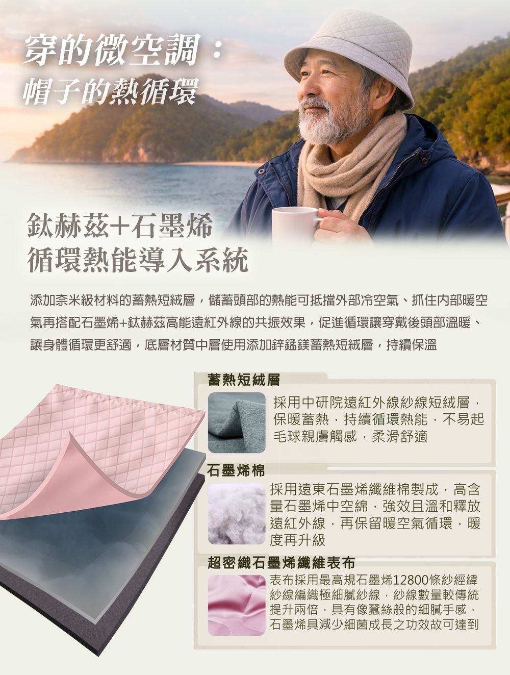 生命磁 鈦赫茲鋅錳鎂能量循環帽 粉-XL, , large