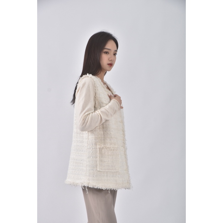 (S) fashion小香風質感背心白色外套二手衣, , large