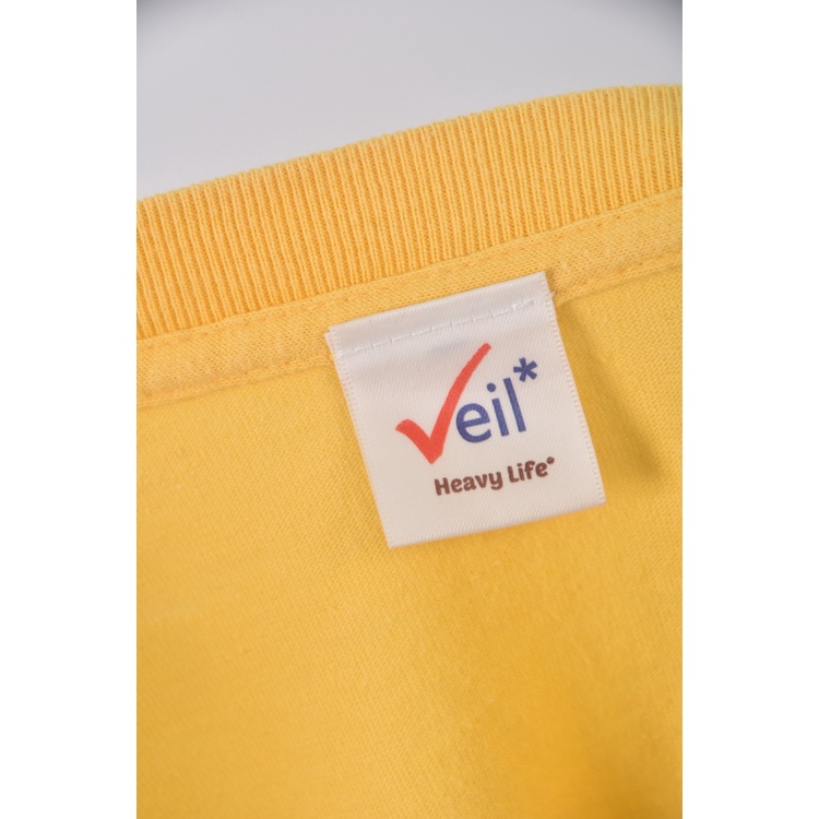 (M) veil質感棉質純棉黃色短袖上衣二手衣, , large