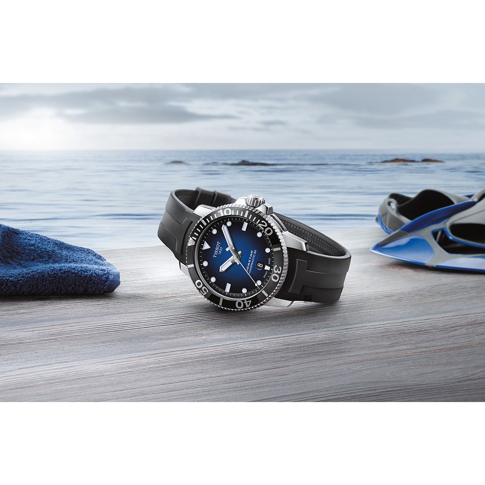TISSOT 天梭 Seastar 1000 海洋之星300米潛水機械錶-藍x黑/43mm T1204071704100, , large