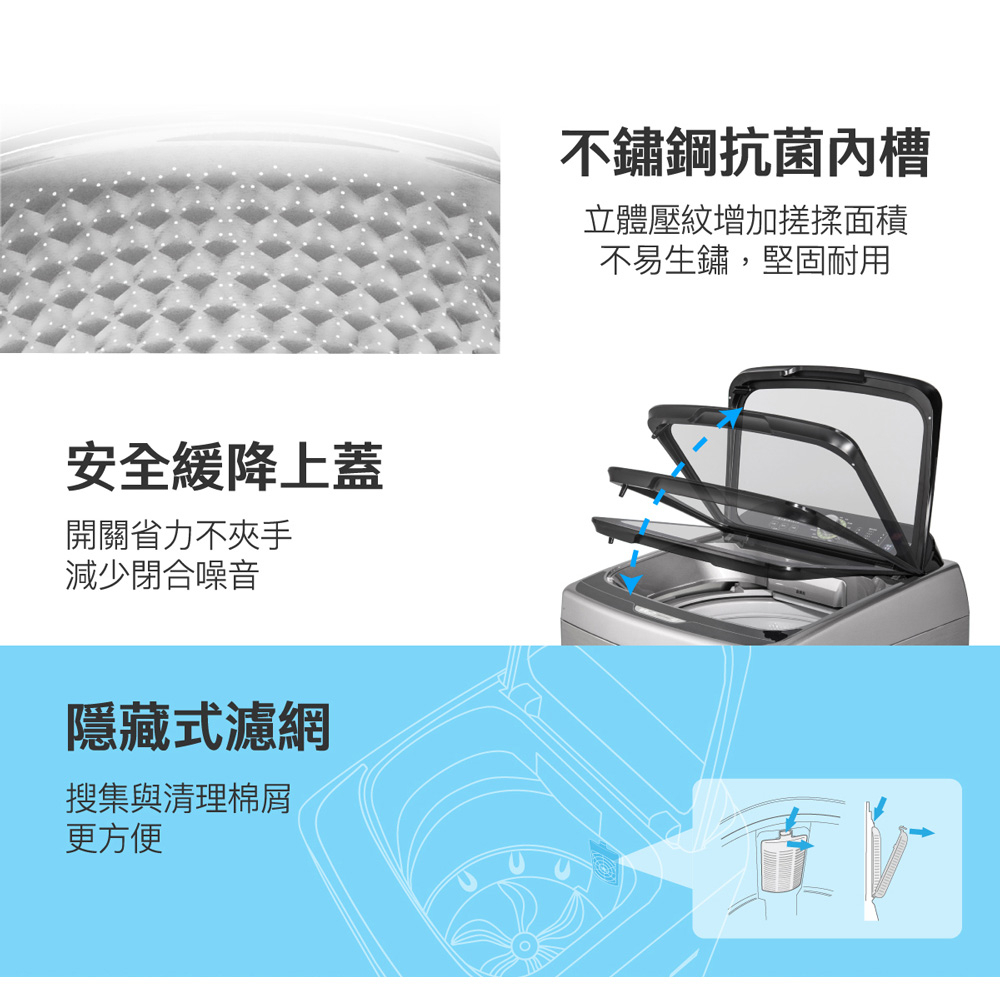 TATUNG 17KG FCS Quick Wash Inverter Top-Load Washing Machine TAW-B170DBS, , large