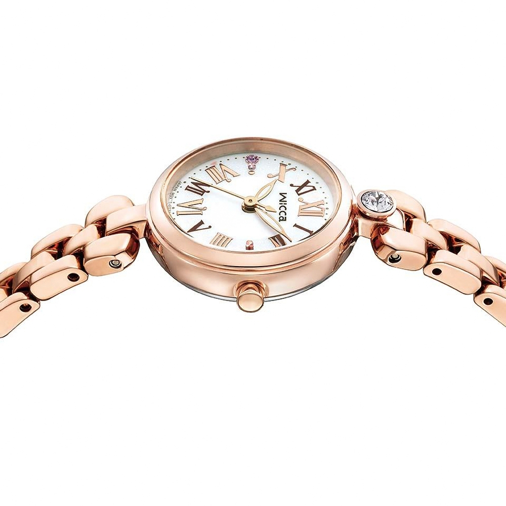CITIZEN 星辰 Wicca 廣告款 太陽能晶鑽女錶-玫瑰金/23.5mm KP5-662-11, , large