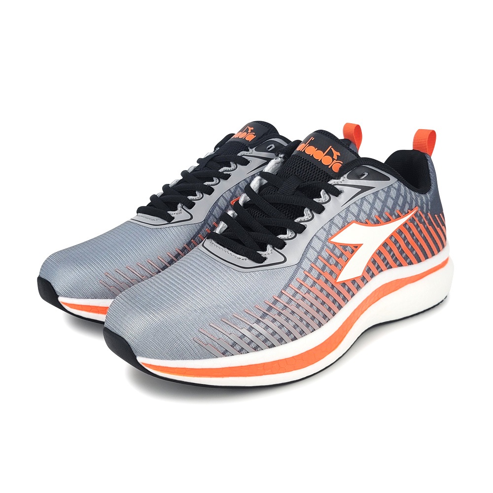 DIADORA迪亞多那 輕量專業慢跑男鞋 男運動鞋 慢跑鞋 漸層 寬楦 透氣 吸震 減壓 乳膠鞋墊 止滑 灰綠 灰桔, , large