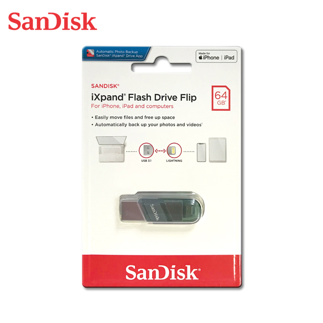 【SanDisk】iXpand 64G 翻轉 OTG USB 3.1 隨身碟 iPhone / iPad 適用, , large