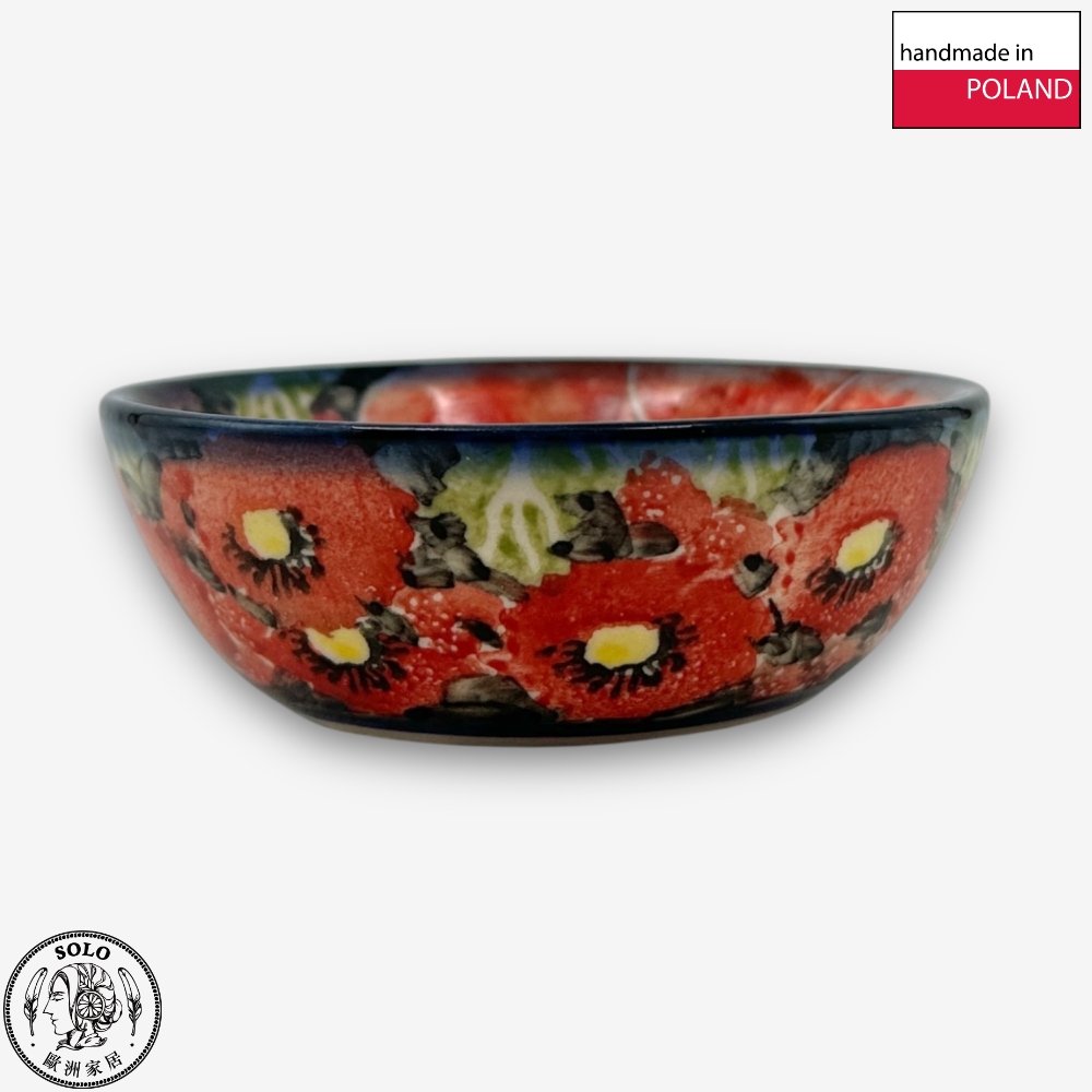 【SOLO Vintage】Cerraf Polish Pottery 9cm Small Bowl Crimson Sunset Floral Whisper Series Made in Poland, , large