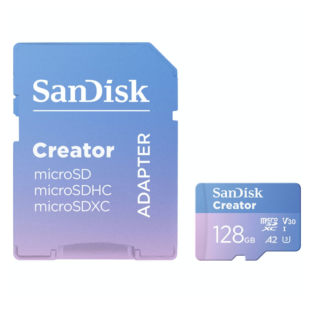 【SanDisk】 Creator 128G UHS-I U3 A2 V30 microSDXC 記憶卡, , large